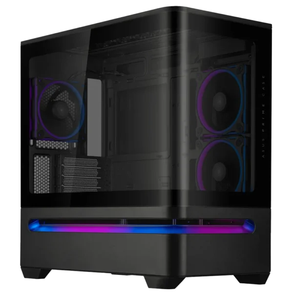 Gabinete ASUS Prime AP202 ARGB Midi-Tower Cristal templado Curvo 3 Ventiladores Instalados Negro
