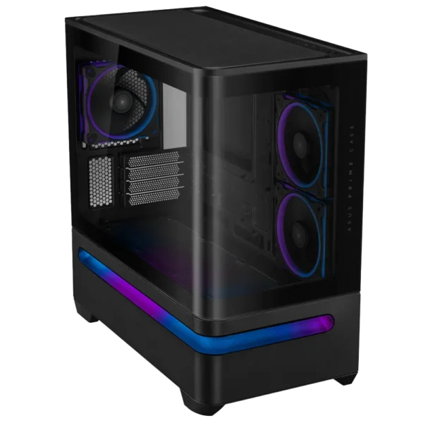 Gabinete ASUS Prime AP202 ARGB Midi-Tower Cristal templado Curvo 3 Ventiladores Instalados Negro