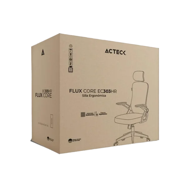Flux Core EC303HR-1 Silla Acteck Flux Core EC303HR Respaldo de malla Reposabrazos Abatible Gris