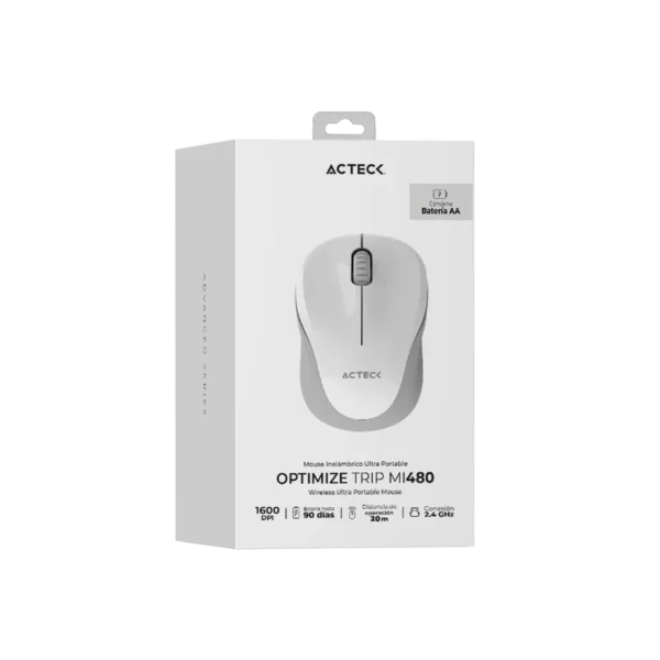 AC-934886_MOCKUP Mouse Estándar Acteck Optimize Trip MI480 Blanco Óptico 1600DPI 2 Botones Radiofrecuencia Inalámbrico