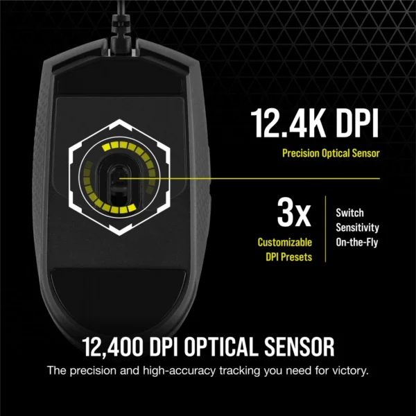 Mouse Gamer Corsair Katar Pro Ultra Ligero Negro Óptico 12400DPI 6 Botones Alámbrico USB 2.0 Tipo A