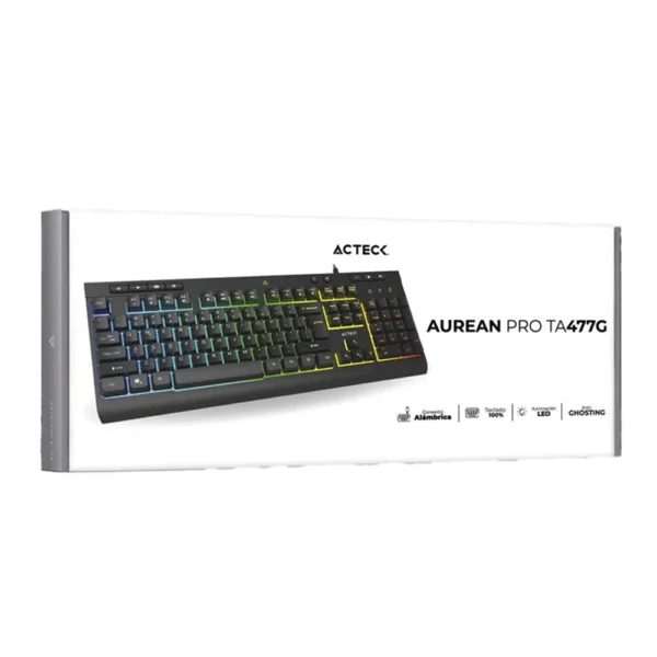Teclado Estándar Acteck Acteck Aurean Pro TA477G Membrana Alámbrico USB Negro Inglés
