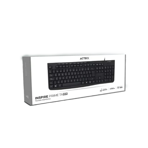Teclado Estándar Acteck Inspire Prime TA222 Membrana Alámbrico USB Negro Español