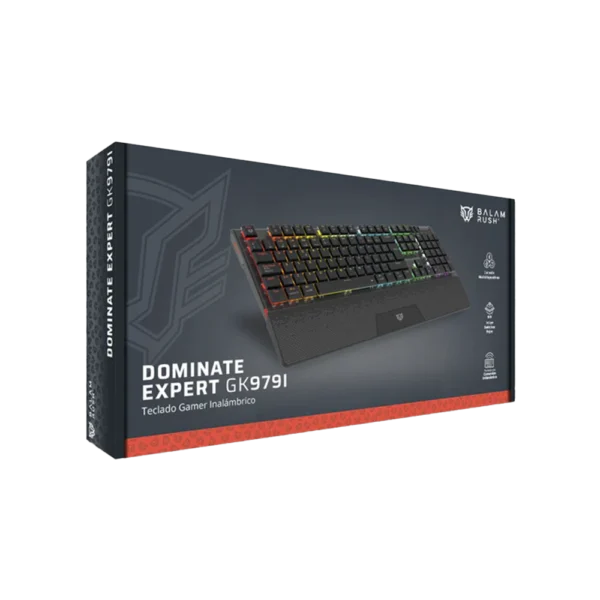 BR-940382 Teclado Gamer Balam Rush Dominate Expert GK979I LED RGB Mecánico Switch Outemu Red RF Inalámbrico Bluetooth Negro Español