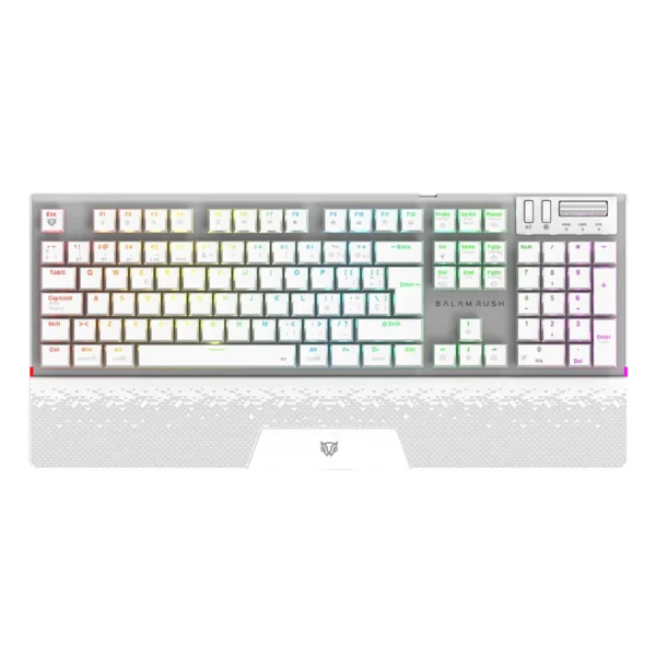 Teclado Gamer Balam Rush Dominate Expert GK979I LED RGB Mecánico Switch Outemu Red RF Inalámbrico Bluetooth Blanco Español
