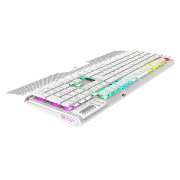 Teclado Gamer Balam Rush Dominate Expert GK979I LED RGB Mecánico Switch Outemu Red RF Inalámbrico Bluetooth Blanco Español