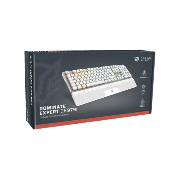 Teclado Gamer Balam Rush Dominate Expert GK979I LED RGB Mecánico Switch Outemu Red RF Inalámbrico Bluetooth Blanco Español