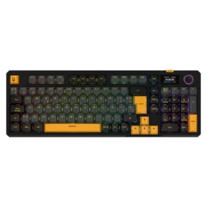 Teclado Gamer Balam Rush  Defeat Level GK3 LED RGB Mecánico KTT Cream Yellow Pro RF USB Inalámbrico Bluetooth Negro Español