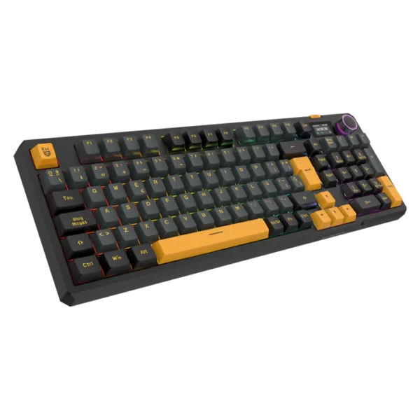 BR-942492_02 Teclado Gamer Balam Rush Defeat Level GK3 LED RGB Mecánico KTT Cream Yellow Pro RF USB Inalámbrico Bluetooth Negro Español