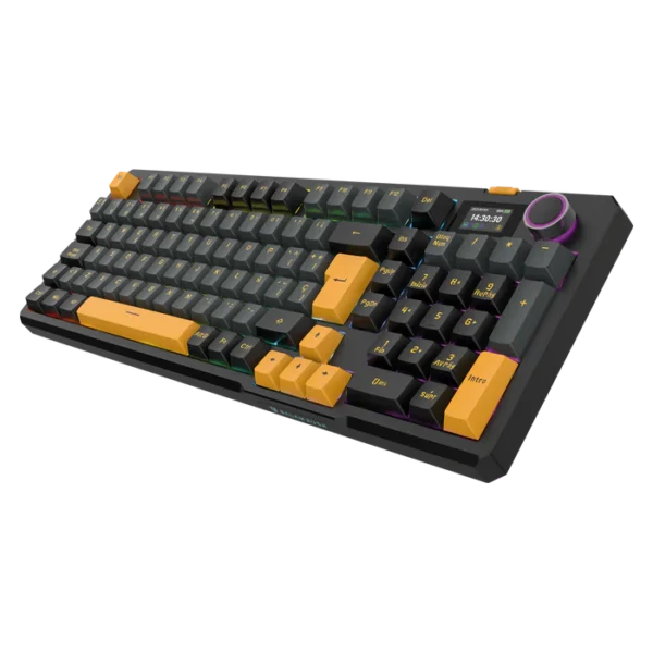 BR-942492_03 Teclado Gamer Balam Rush Defeat Level GK3 LED RGB Mecánico KTT Cream Yellow Pro RF USB Inalámbrico Bluetooth Negro Español