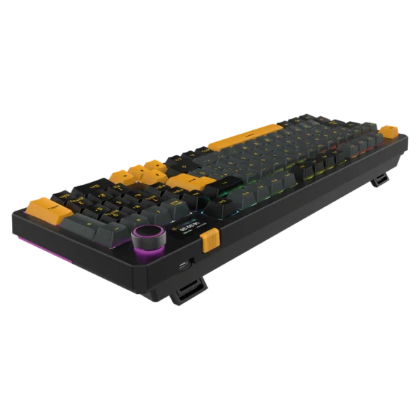 BR-942492_04 Teclado Gamer Balam Rush Defeat Level GK3 LED RGB Mecánico KTT Cream Yellow Pro RF USB Inalámbrico Bluetooth Negro Español