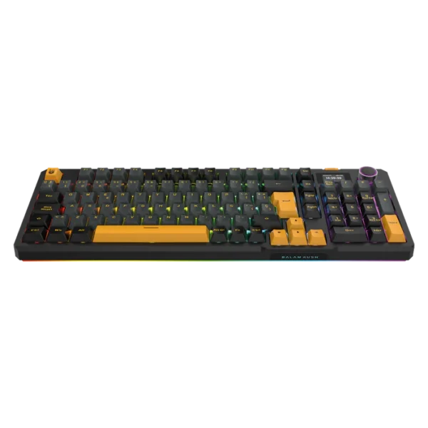 BR-942492_05 Teclado Gamer Balam Rush Defeat Level GK3 LED RGB Mecánico KTT Cream Yellow Pro RF USB Inalámbrico Bluetooth Negro Español
