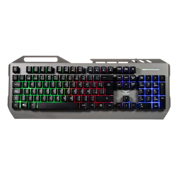 Teclado Gamer Naceb Cyber Steel NA-0966 LED RGB Membrana Alámbrico USB Plata Español