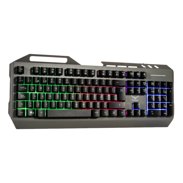 Teclado Gamer Naceb Cyber Steel NA-0966 LED RGB Membrana Alámbrico USB Plata Español