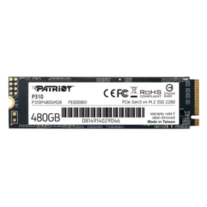Unidad de Estado Solido Patriot P310 NVMe 480GB M.2 1000 MB/s Escritura 1700 MB/s Lectura PCI Express 3.0