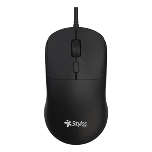 STPMOA8B-1 Mouse Estándar Stylos STPMOA8B Negro Óptico 1600DPI 4 Botones USB Alámbrico