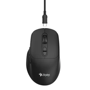 Mouse Estándar Stylos STPMOI8B Negro Óptico 1600DPI 6 Botones Radiofrecuencia USB Inalámbrico (copia)