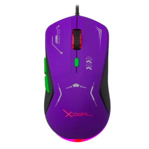 Mouse Gamer Ergonómico Xzeal XZ-401 Morado/Verde Óptico 72000DPI 6 Botones Alámbrico