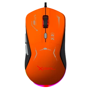 Mouse Gamer Ergonómico Xzeal XZ-401 Naranja/Gris Óptico 72000DPI 6 Botones Alámbrico