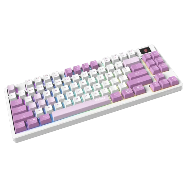 Teclado Gamer MSI Forge GK600 TKL Mecánico Linear Inalámbrico Radiofrecuencia USB Bluetooth Morado Inglés