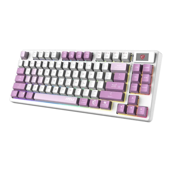 Teclado Gamer MSI Forge GK600 TKL Mecánico Linear Inalámbrico Radiofrecuencia USB Bluetooth Morado Inglés