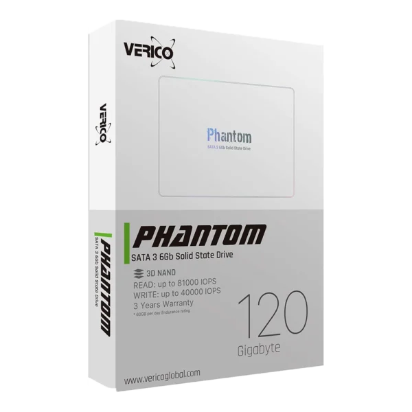 Unidad de Estado Solido Verico Phantom 3D NAND 120GB 2.5" SATA3 430MB/s Escritura 550MB/s Lectura
