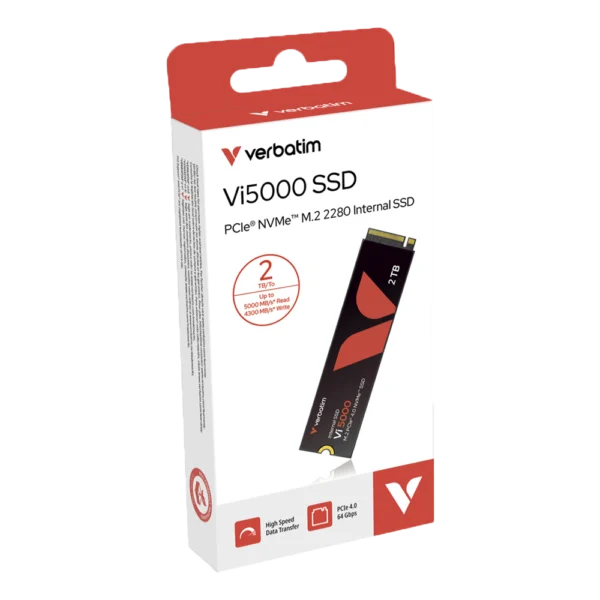 31827-1 Unidad de Estado Solido Verbatim Vi5000 NVMe 2TB M.2 4500 MB/s Escritura 5000MB/s Lectura PCI Express 4.0